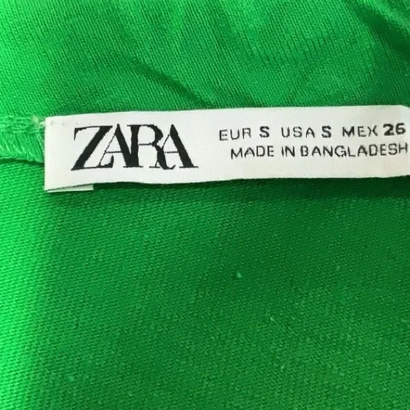 New Zara VIRAL Asymmetrical Tier Seam Cotton Tie Shoulder Kelly Green Dress - Picture 2 of 6